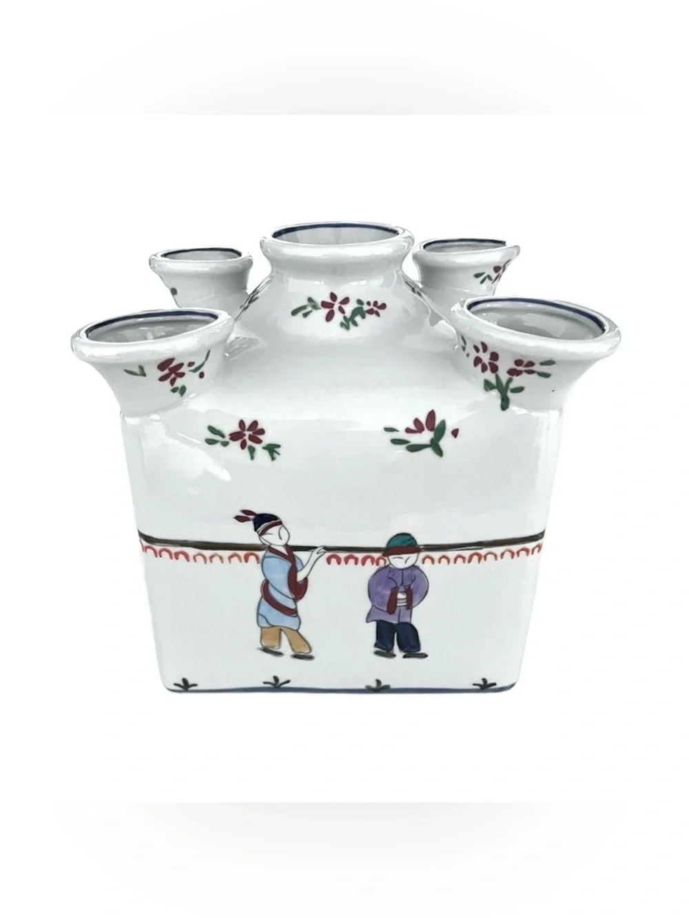 Abigails Hand Painted Classic Asian Ceramic Tulipiere Flower Vase